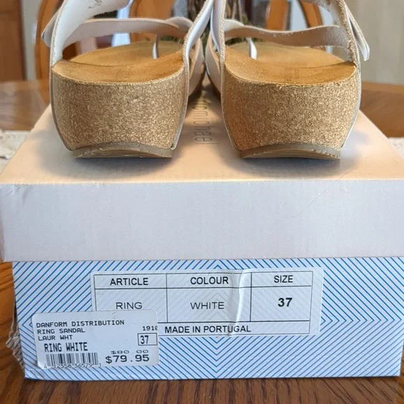 Eric Michael White Leather Adjustable Strap Low Wedge Sandals 37 - Picture 3 of 12